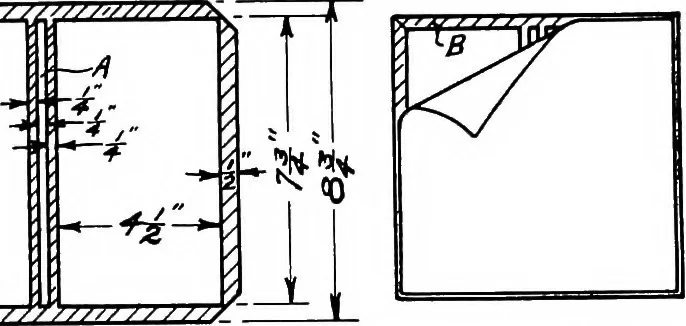 An illustration from Paper and cardboard construction. An analysis of the scope of paper and cardboard construction for primary grades of public schools ... Book problems, box problems, card problems, envelope problems, 1916, leaf 52