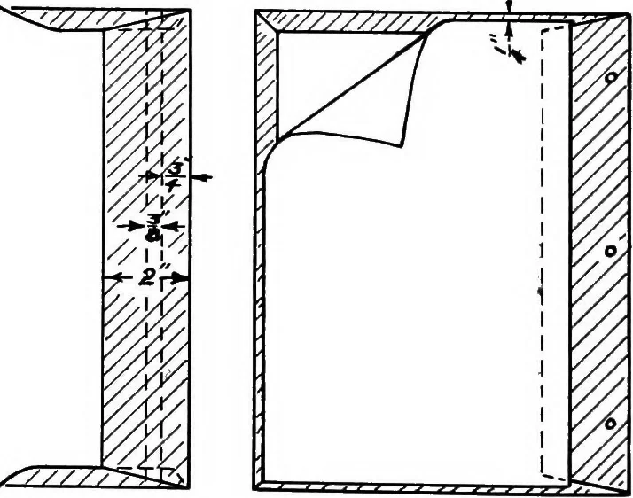 An illustration from Paper and cardboard construction. An analysis of the scope of paper and cardboard construction for primary grades of public schools ... Book problems, box problems, card problems, envelope problems, 1916, leaf 61