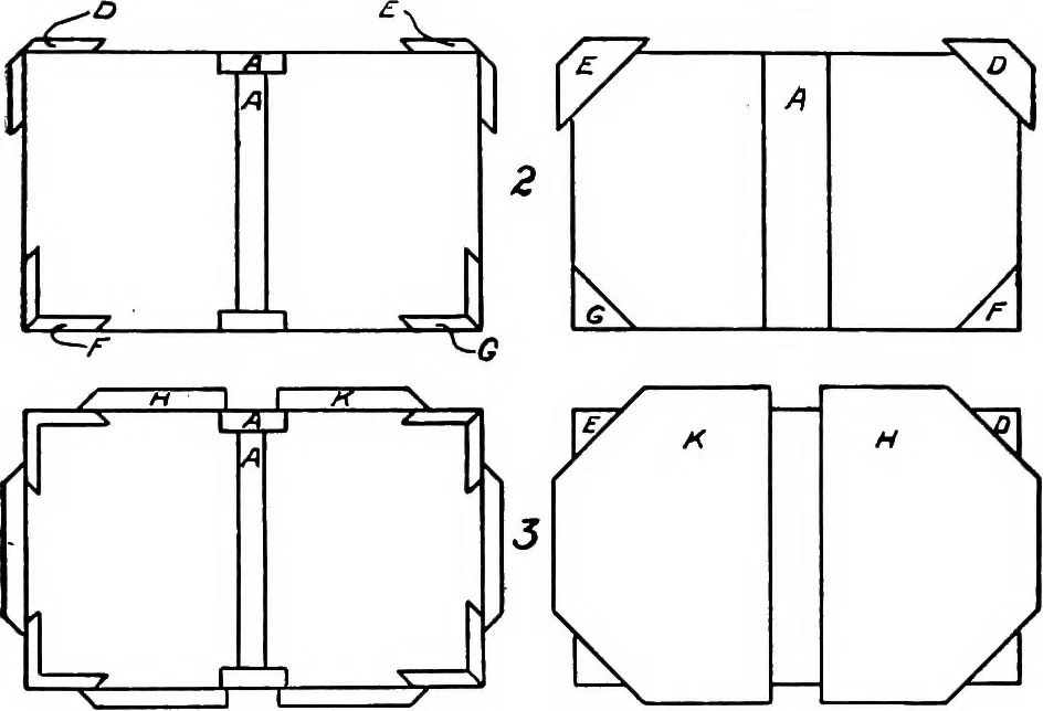 An illustration from Paper and cardboard construction. An analysis of the scope of paper and cardboard construction for primary grades of public schools ... Book problems, box problems, card problems, envelope problems, 1916, leaf 64