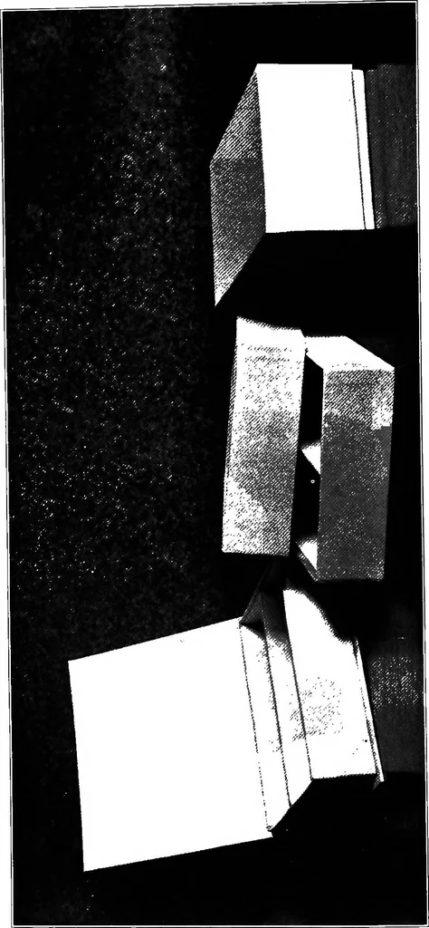 An illustration from Paper and cardboard construction. An analysis of the scope of paper and cardboard construction for primary grades of public schools ... Book problems, box problems, card problems, envelope problems, 1916, leaf 87