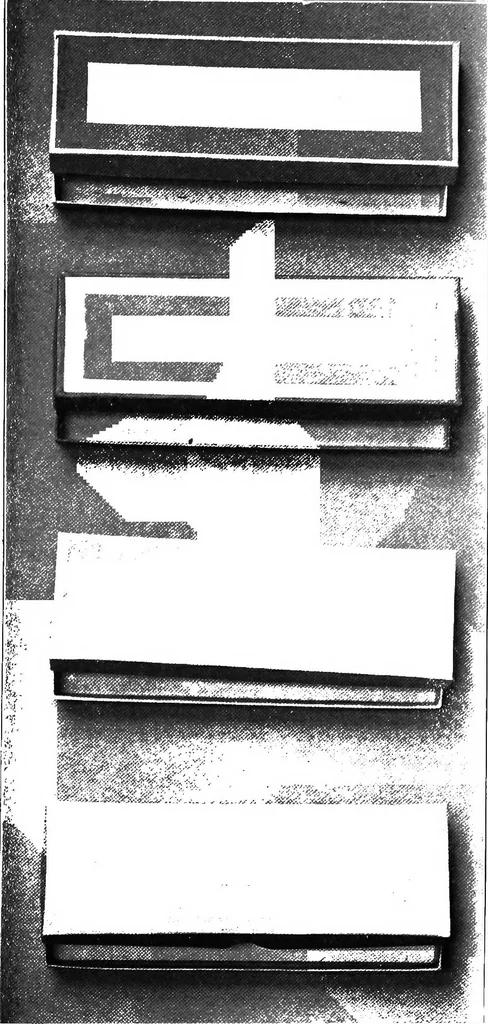 An illustration from Paper and cardboard construction. An analysis of the scope of paper and cardboard construction for primary grades of public schools ... Book problems, box problems, card problems, envelope problems, 1916, leaf 90