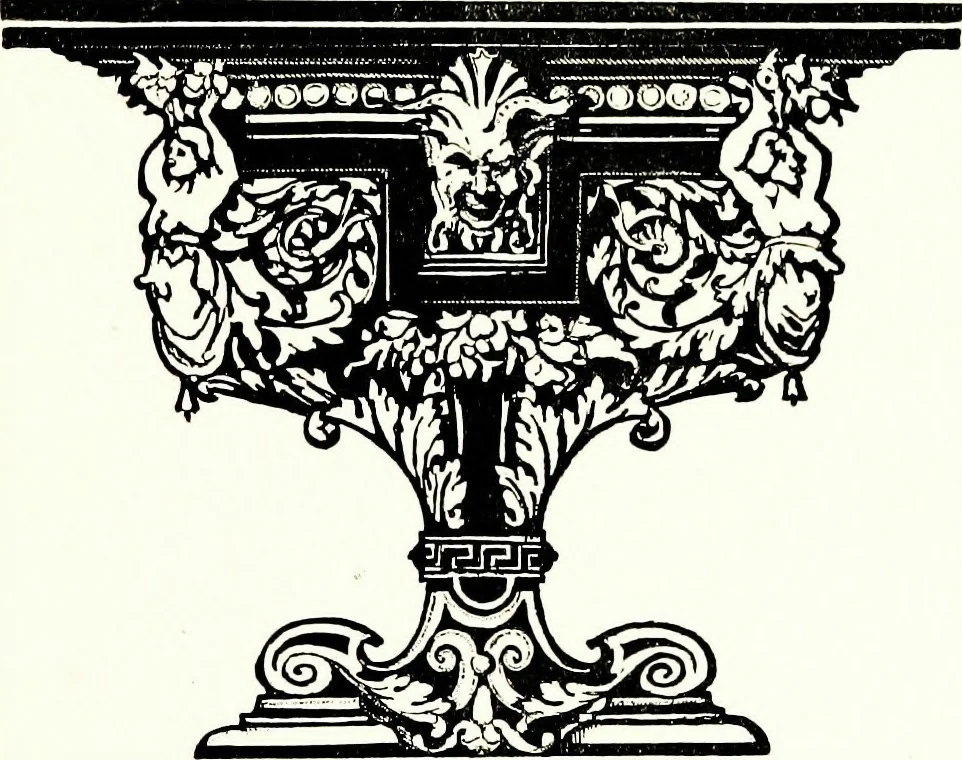 An illustration from The book of decorative furniture, its form, colour, & history, 1911, leaf 10
