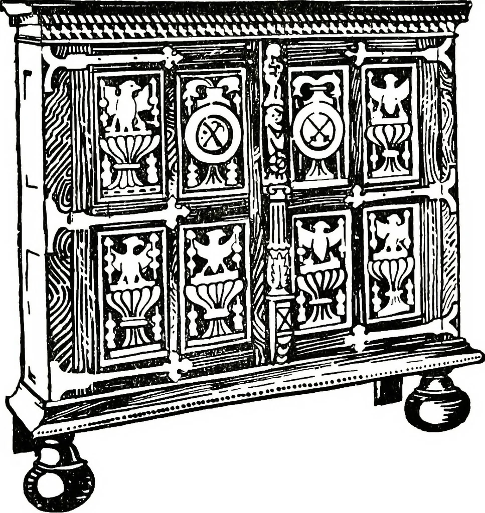 An illustration from The book of decorative furniture, its form, colour, & history, 1911, leaf 198