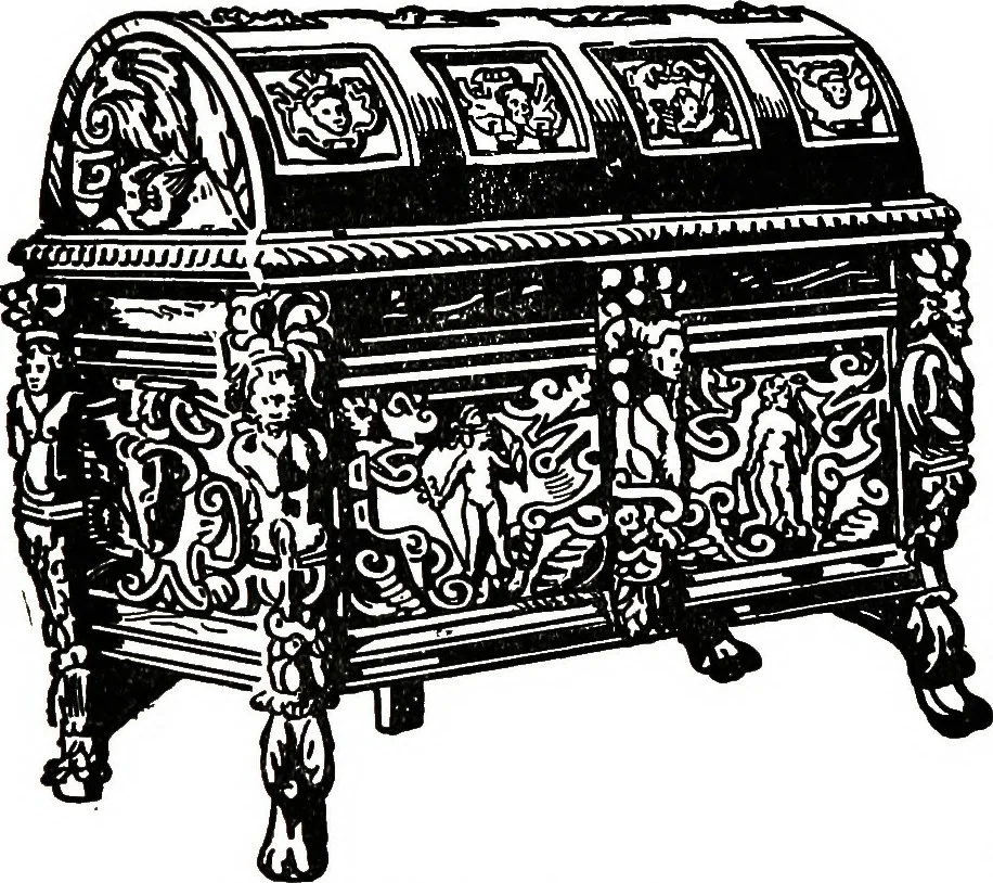 An illustration from The book of decorative furniture, its form, colour, & history, 1911, leaf 206