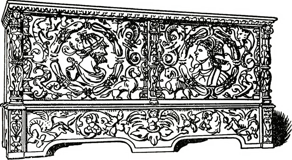 An illustration from The book of decorative furniture, its form, colour, & history, 1911, leaf 208