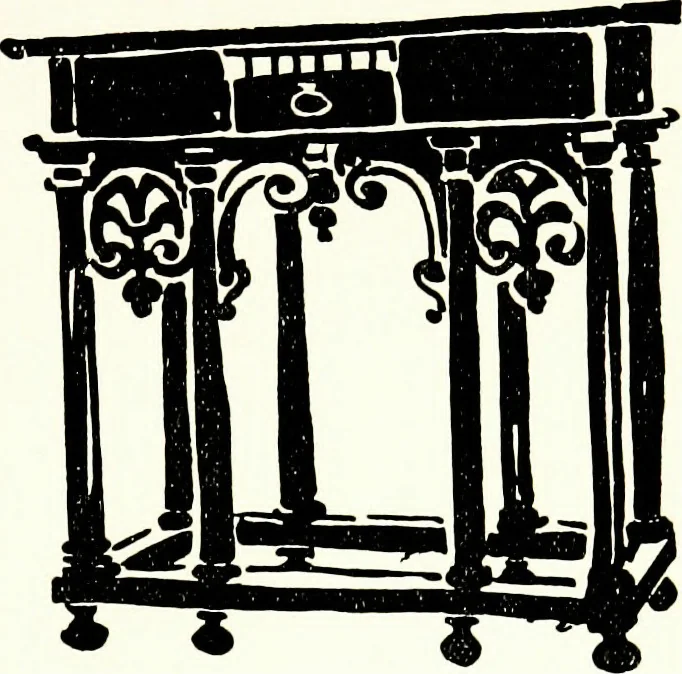 An illustration from The book of decorative furniture, its form, colour, & history, 1911, leaf 216