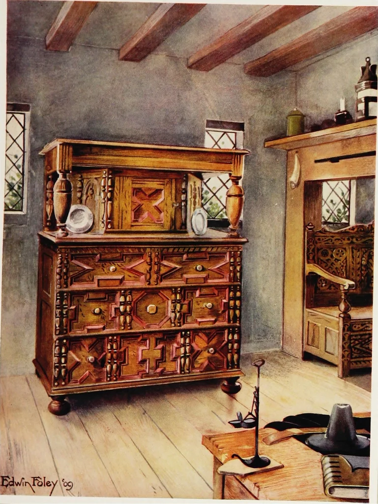 An illustration from The book of decorative furniture, its form, colour, & history, 1911, leaf 341