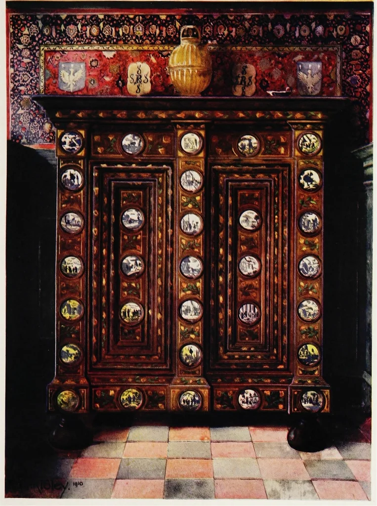 An illustration from The book of decorative furniture, its form, colour, & history, 1911, leaf 353
