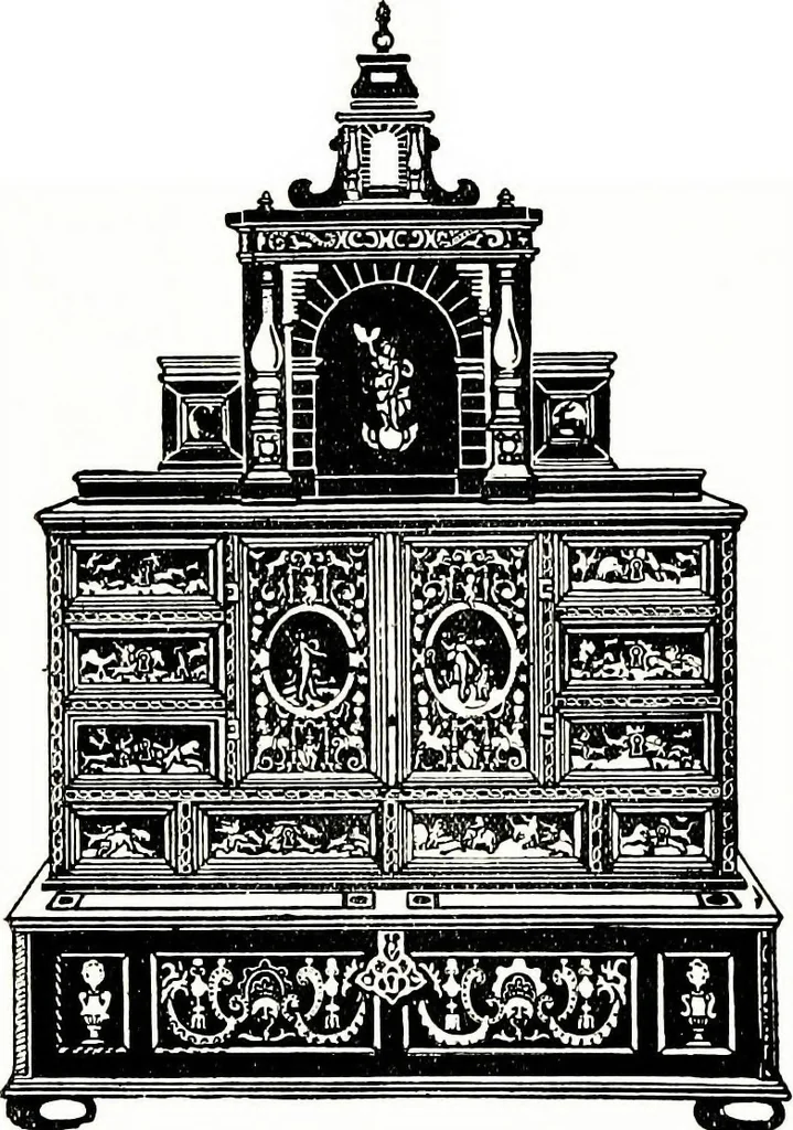 An illustration from The book of decorative furniture, its form, colour, & history, 1911, leaf 388