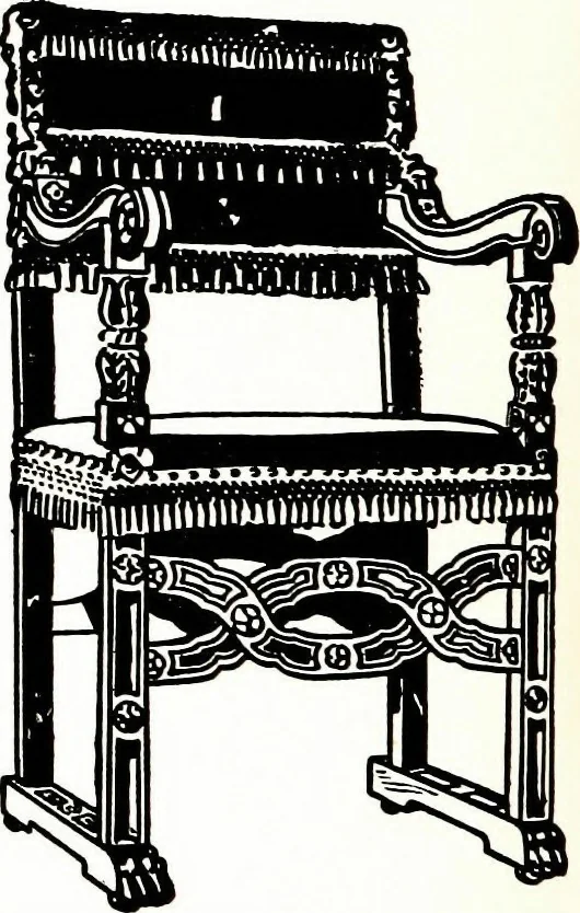 An illustration from The book of decorative furniture, its form, colour, & history, 1911, leaf 396