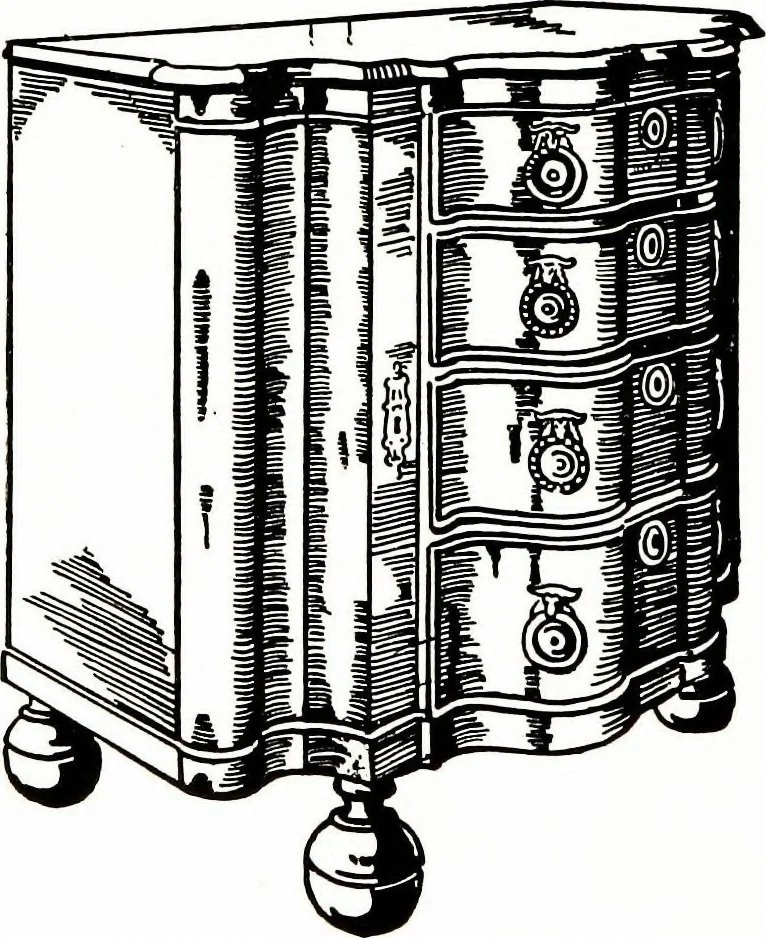 An illustration from The book of decorative furniture, its form, colour, & history, 1911, leaf 398