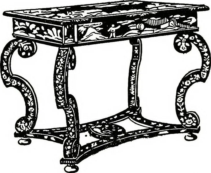 An illustration from The book of decorative furniture, its form, colour, & history, 1911, leaf 400