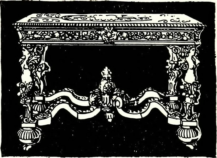 An illustration from The book of decorative furniture, its form, colour, & history, 1911, leaf 487