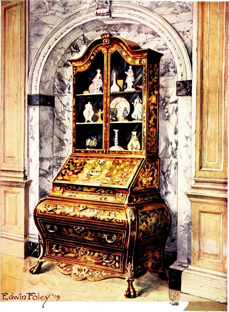 An illustration from The book of decorative furniture, its form, colour, & history, 1911, leaf 493