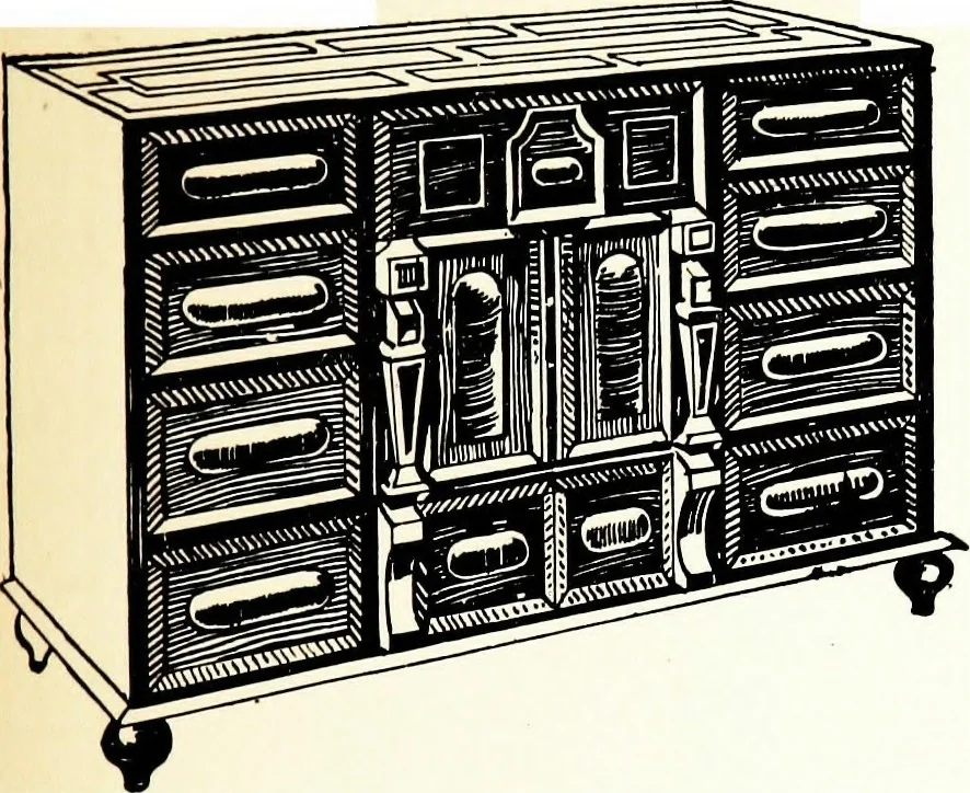 An illustration from The book of decorative furniture, its form, colour, & history, 1911, leaf 495