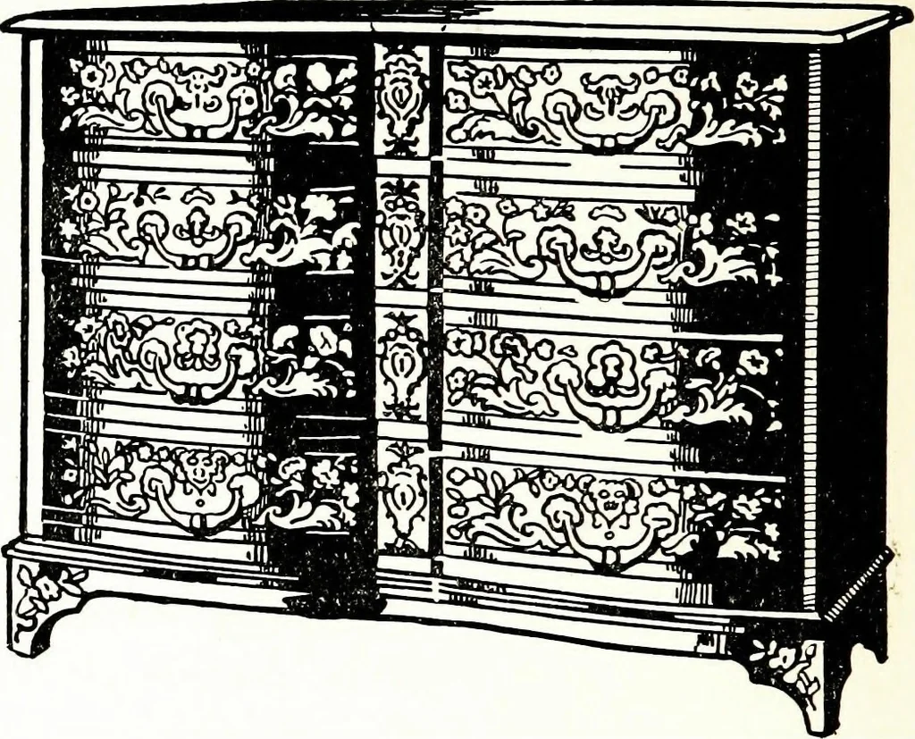 An illustration from The book of decorative furniture, its form, colour, & history, 1911, leaf 548