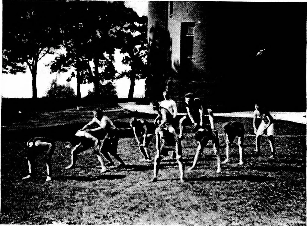 An illustration from Play, comprising games for the kindergarten, playground, schoolroom and college; how to coach and play girls' basket-ball, etc, 1918, leaf 171