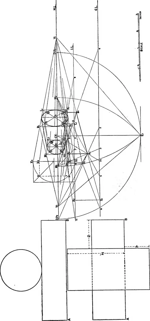 An illustration from Elementary perspective arranged to meet the requirements of architects, draughtmen, and students, 1913, leaf 101