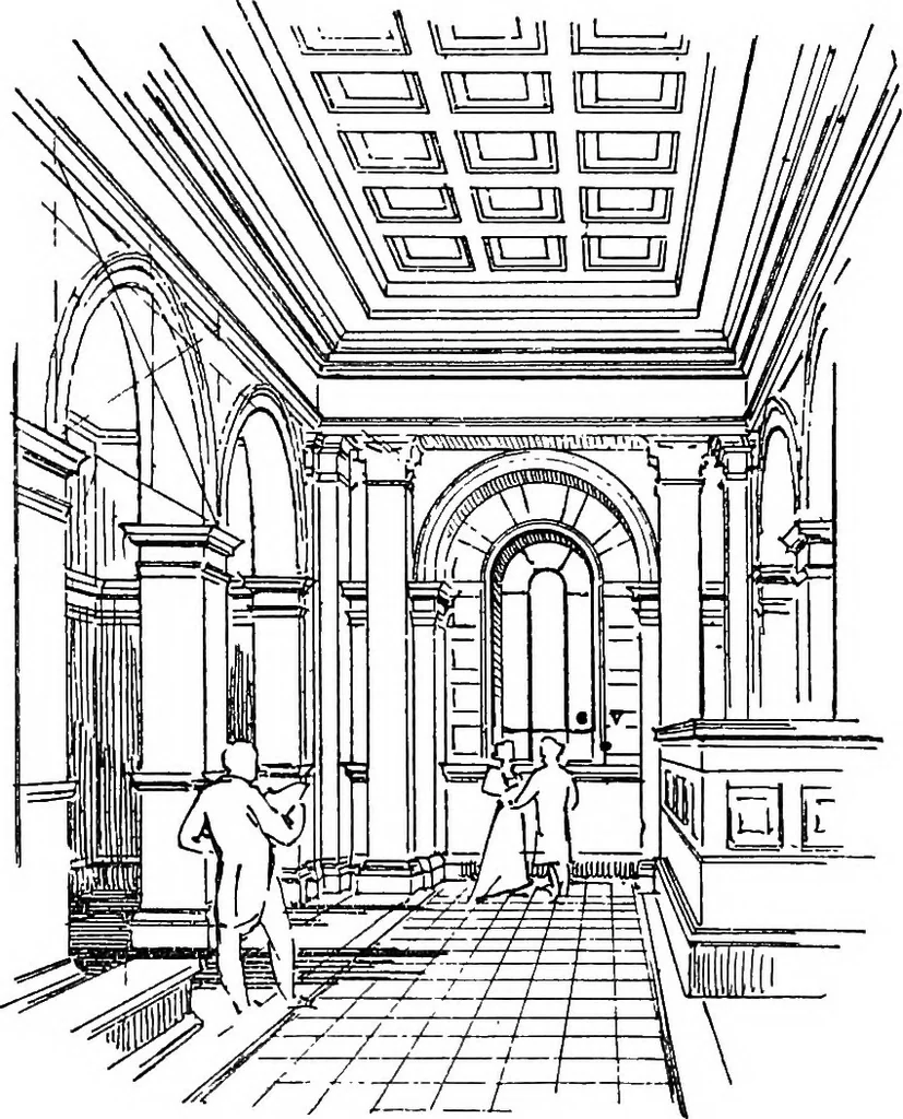 An illustration from Elementary perspective arranged to meet the requirements of architects, draughtmen, and students, 1913, leaf 126