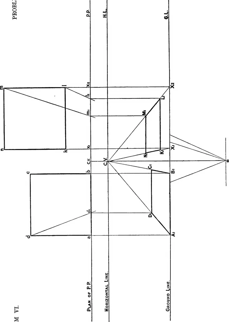 An illustration from Elementary perspective arranged to meet the requirements of architects, draughtmen, and students, 1913, leaf 31