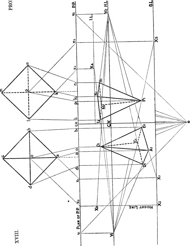 An illustration from Elementary perspective arranged to meet the requirements of architects, draughtmen, and students, 1913, leaf 51