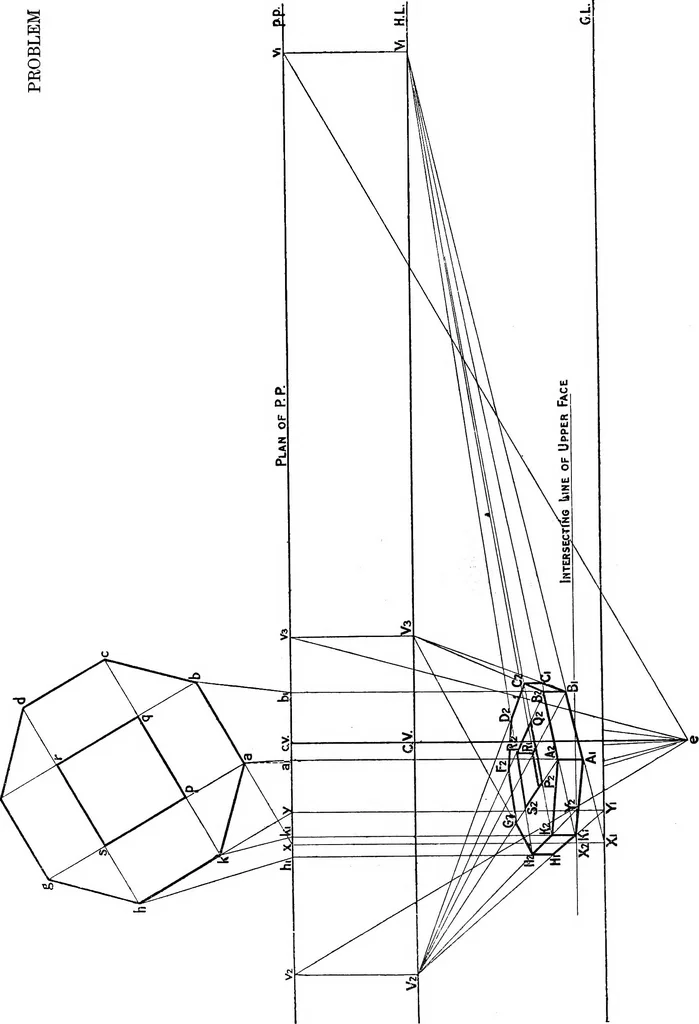 An illustration from Elementary perspective arranged to meet the requirements of architects, draughtmen, and students, 1913, leaf 55