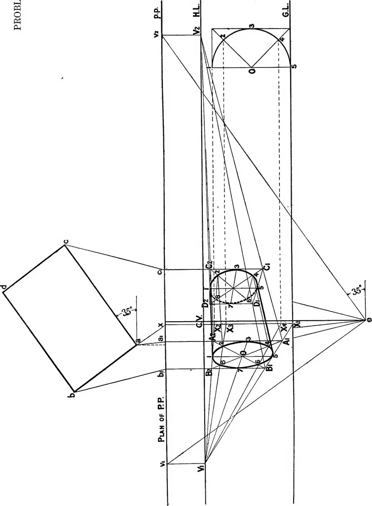 An illustration from Elementary perspective arranged to meet the requirements of architects, draughtmen, and students, 1913, leaf 67
