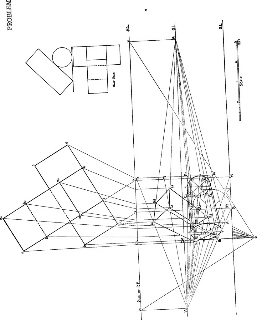 An illustration from Elementary perspective arranged to meet the requirements of architects, draughtmen, and students, 1913, leaf 73