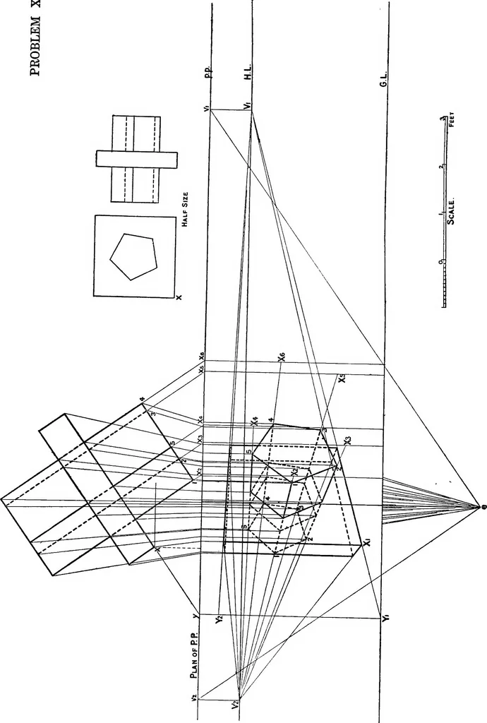 An illustration from Elementary perspective arranged to meet the requirements of architects, draughtmen, and students, 1913, leaf 75