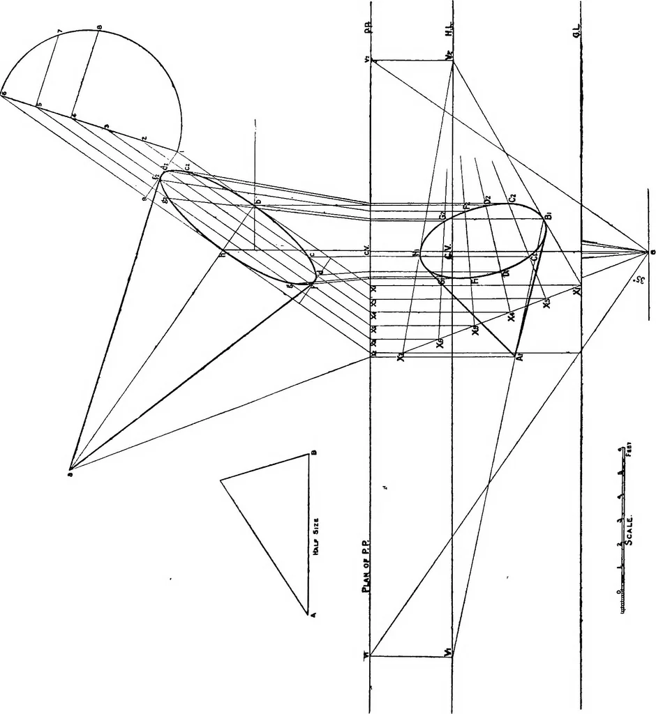 An illustration from Elementary perspective arranged to meet the requirements of architects, draughtmen, and students, 1913, leaf 77