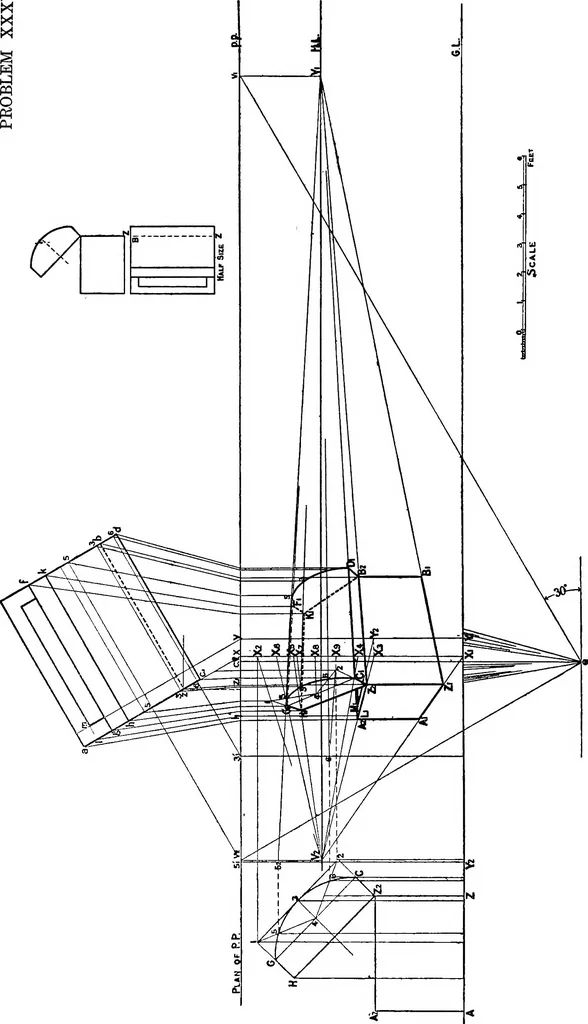 An illustration from Elementary perspective arranged to meet the requirements of architects, draughtmen, and students, 1913, leaf 81