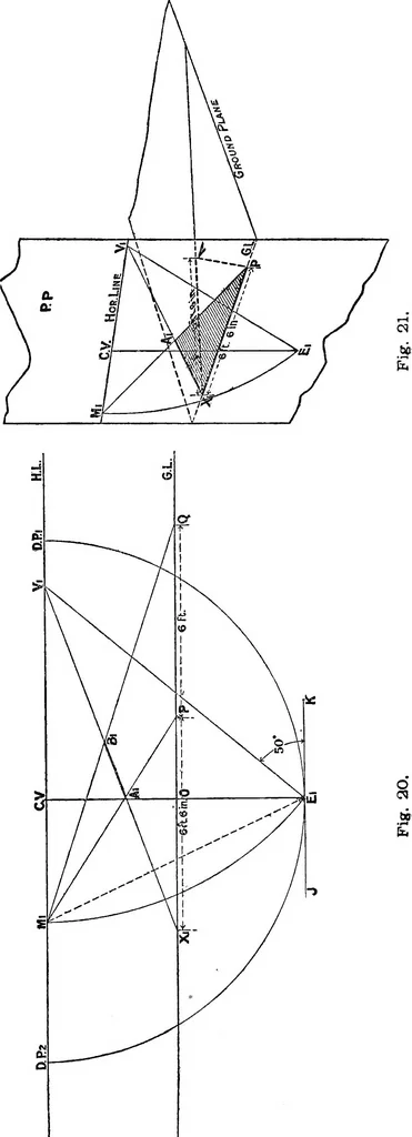 An illustration from Elementary perspective arranged to meet the requirements of architects, draughtmen, and students, 1913, leaf 89