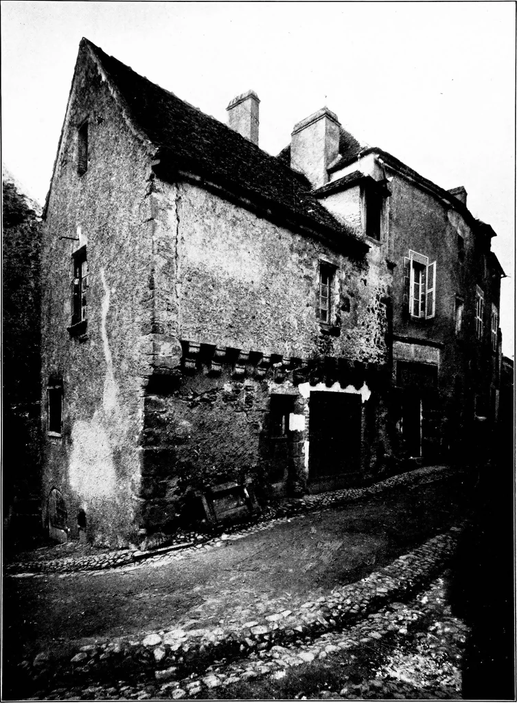 An illustration from Small French buildings; the architecture of town and country, comprising cottages, farmhouses, minor chateaux or manors with their farm groups, small town dwellings, and a few churches, 1921, leaf 118