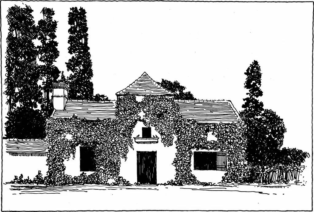 An illustration from Small French buildings; the architecture of town and country, comprising cottages, farmhouses, minor chateaux or manors with their farm groups, small town dwellings, and a few churches, 1921, leaf 142