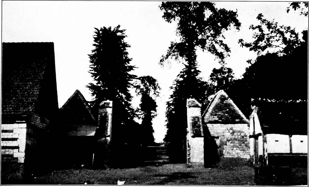 An illustration from Small French buildings; the architecture of town and country, comprising cottages, farmhouses, minor chateaux or manors with their farm groups, small town dwellings, and a few churches, 1921, leaf 168