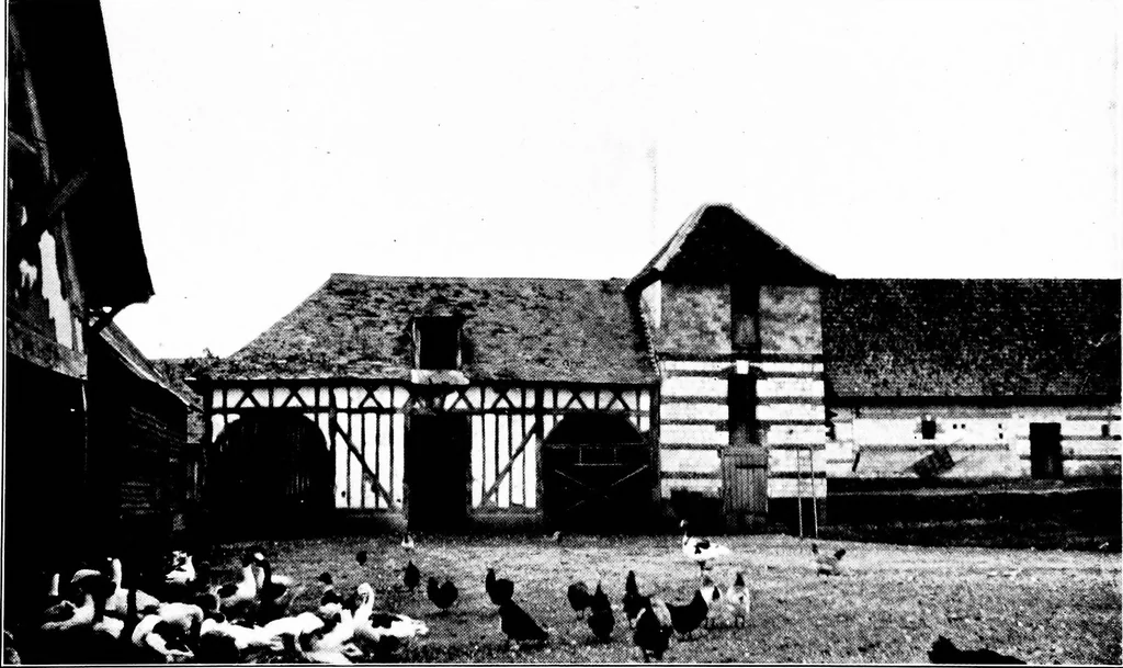An illustration from Small French buildings; the architecture of town and country, comprising cottages, farmhouses, minor chateaux or manors with their farm groups, small town dwellings, and a few churches, 1921, leaf 170