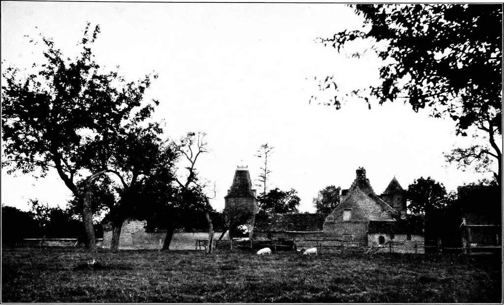 An illustration from Small French buildings; the architecture of town and country, comprising cottages, farmhouses, minor chateaux or manors with their farm groups, small town dwellings, and a few churches, 1921, leaf 172