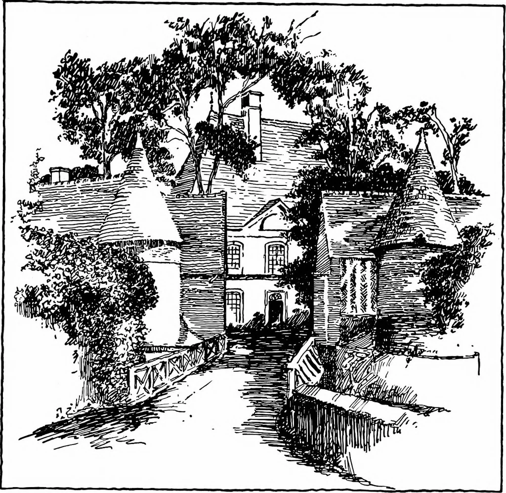 An illustration from Small French buildings; the architecture of town and country, comprising cottages, farmhouses, minor chateaux or manors with their farm groups, small town dwellings, and a few churches, 1921, leaf 178