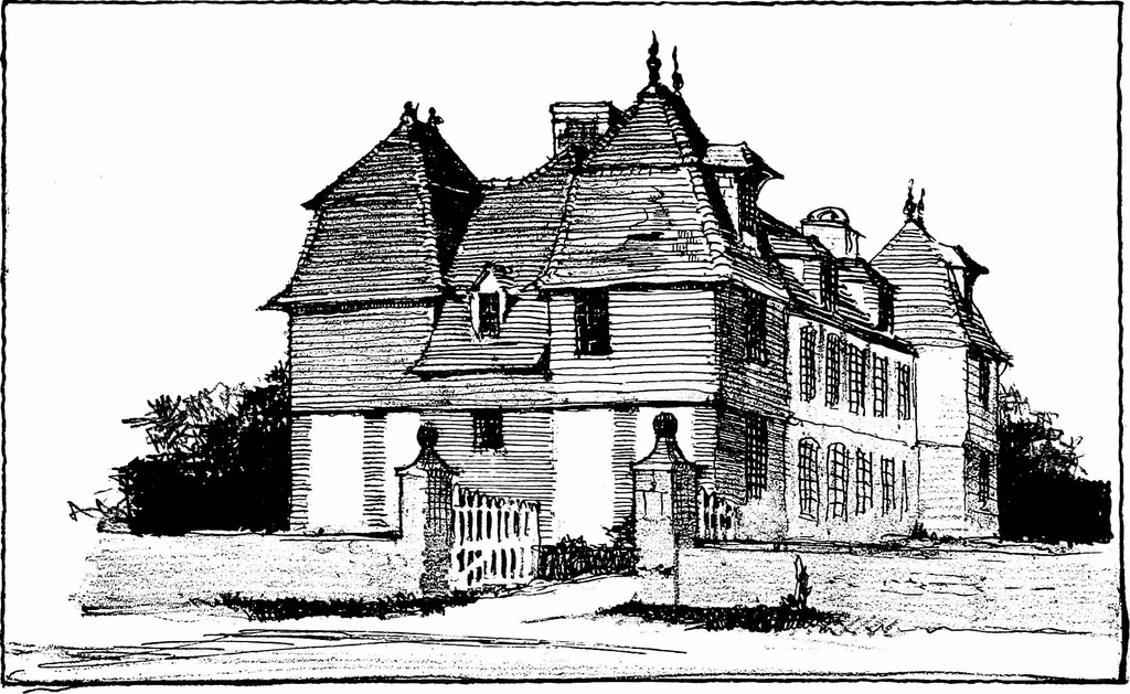 An illustration from Small French buildings; the architecture of town and country, comprising cottages, farmhouses, minor chateaux or manors with their farm groups, small town dwellings, and a few churches, 1921, leaf 178
