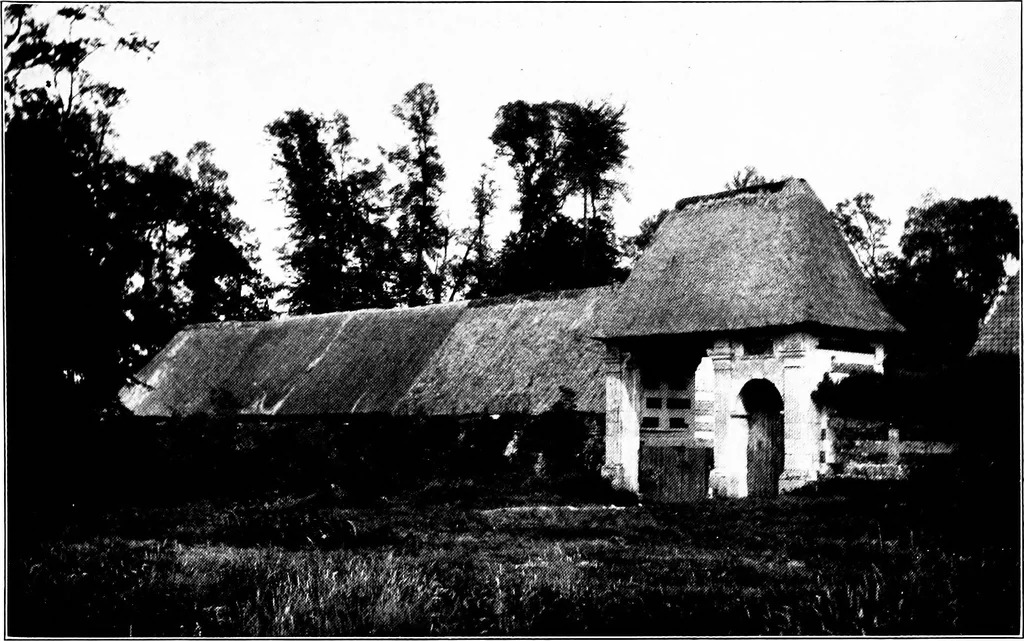 An illustration from Small French buildings; the architecture of town and country, comprising cottages, farmhouses, minor chateaux or manors with their farm groups, small town dwellings, and a few churches, 1921, leaf 234