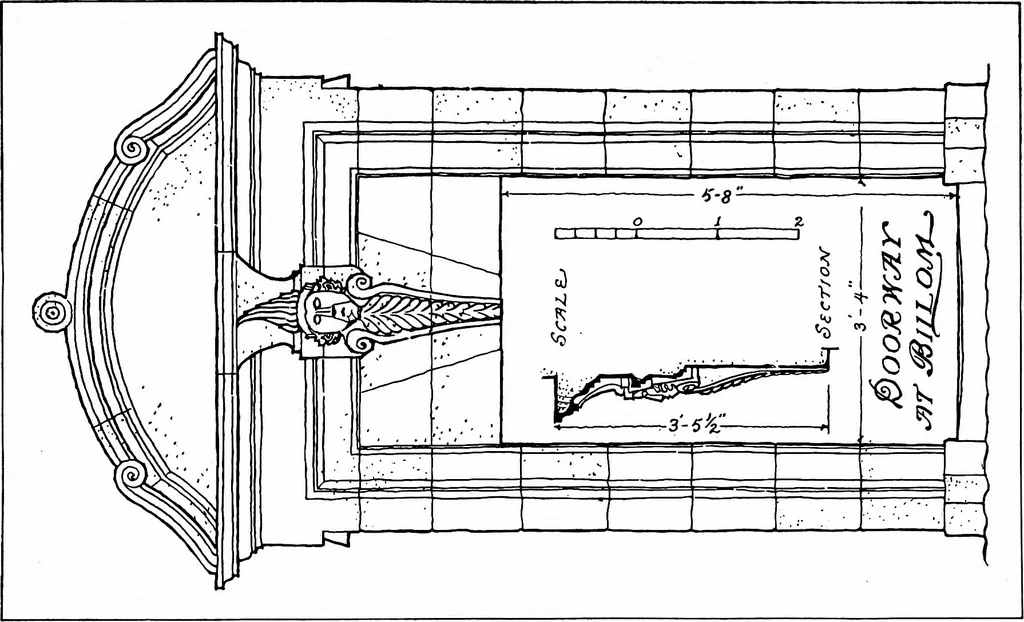 An illustration from Small French buildings; the architecture of town and country, comprising cottages, farmhouses, minor chateaux or manors with their farm groups, small town dwellings, and a few churches, 1921, leaf 286