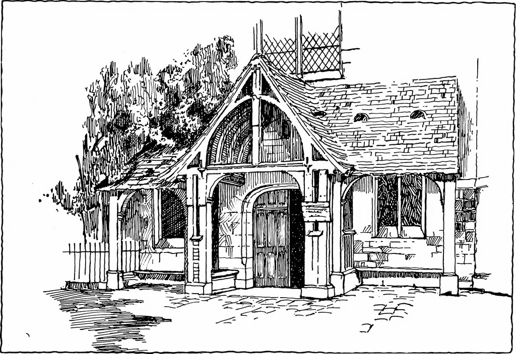 An illustration from Small French buildings; the architecture of town and country, comprising cottages, farmhouses, minor chateaux or manors with their farm groups, small town dwellings, and a few churches, 1921, leaf 288