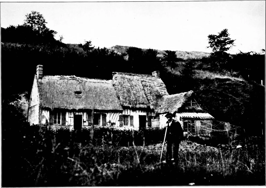 An illustration from Small French buildings; the architecture of town and country, comprising cottages, farmhouses, minor chateaux or manors with their farm groups, small town dwellings, and a few churches, 1921, leaf 36