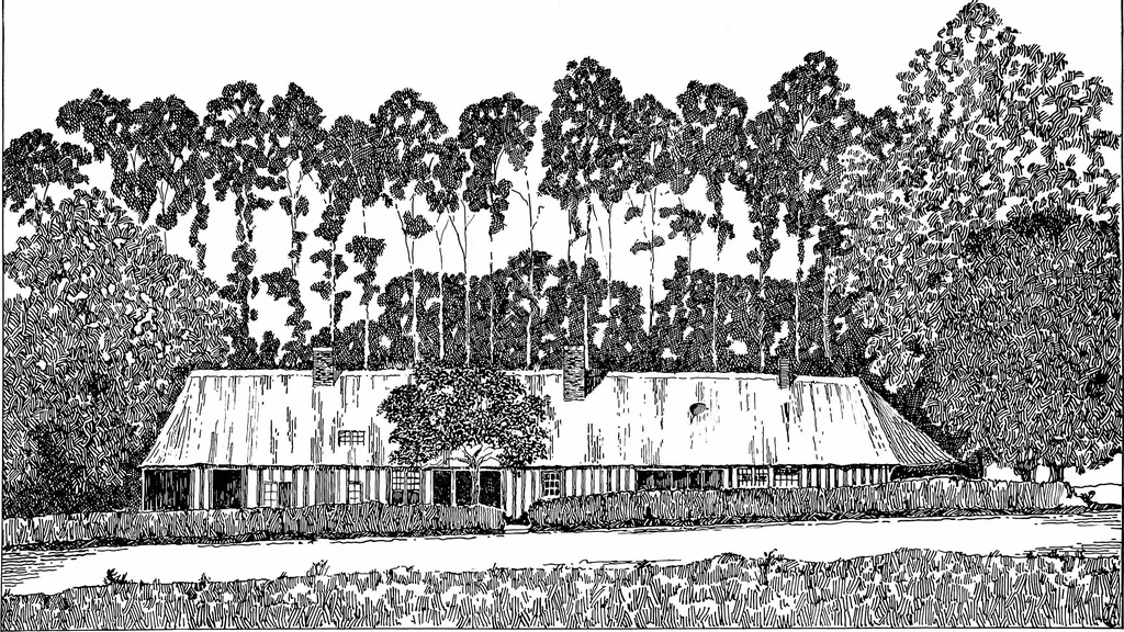 An illustration from Small French buildings; the architecture of town and country, comprising cottages, farmhouses, minor chateaux or manors with their farm groups, small town dwellings, and a few churches, 1921, leaf 42