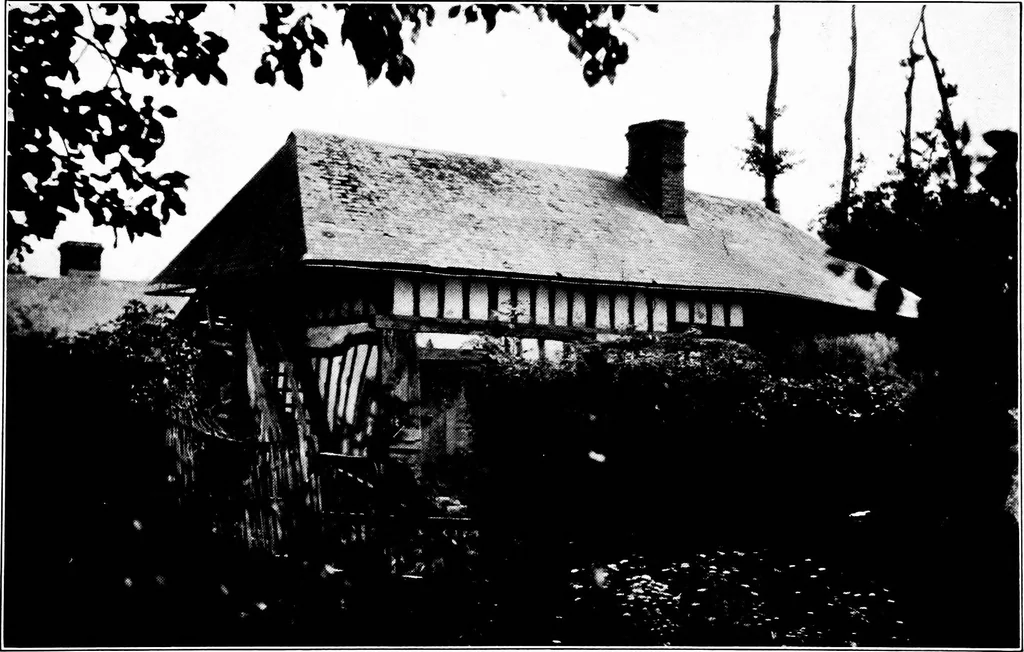 An illustration from Small French buildings; the architecture of town and country, comprising cottages, farmhouses, minor chateaux or manors with their farm groups, small town dwellings, and a few churches, 1921, leaf 44