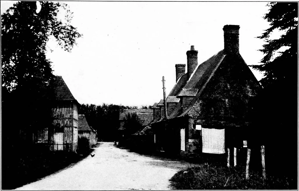 An illustration from Small French buildings; the architecture of town and country, comprising cottages, farmhouses, minor chateaux or manors with their farm groups, small town dwellings, and a few churches, 1921, leaf 58
