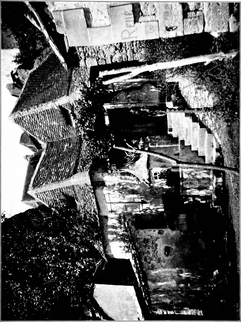 An illustration from Small French buildings; the architecture of town and country, comprising cottages, farmhouses, minor chateaux or manors with their farm groups, small town dwellings, and a few churches, 1921, leaf 64