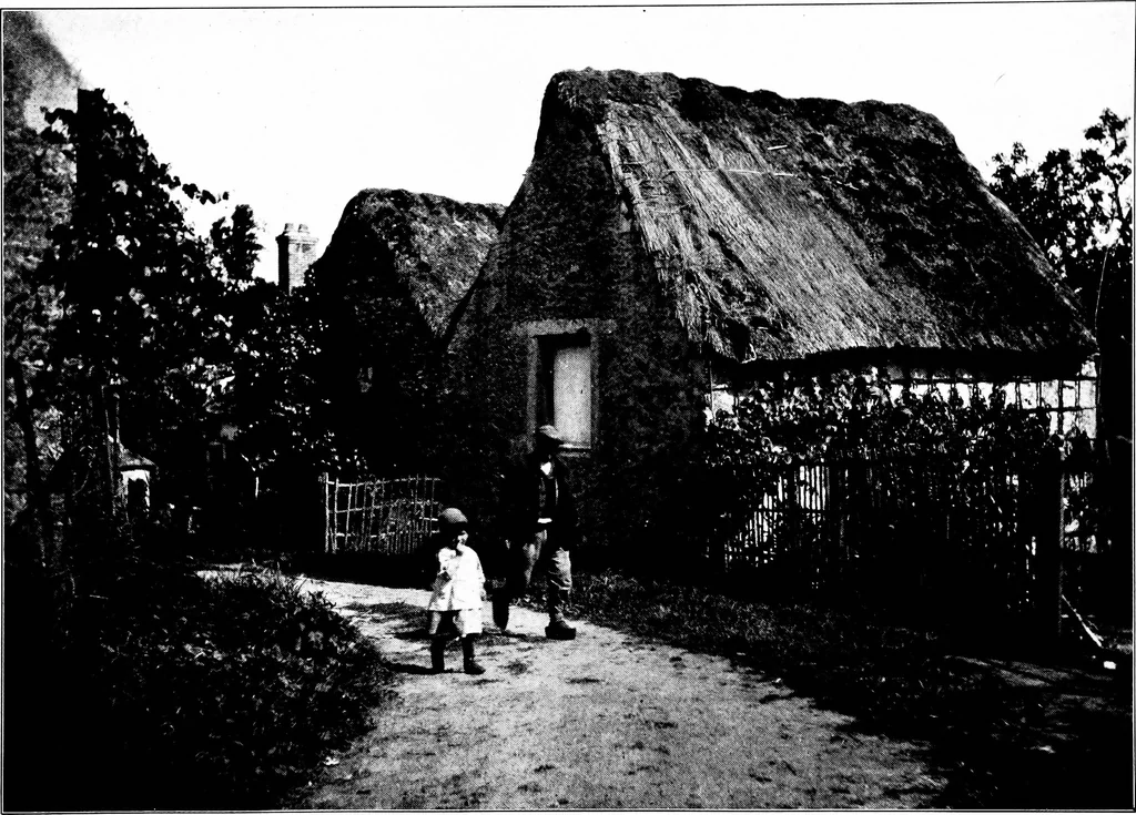 An illustration from Small French buildings; the architecture of town and country, comprising cottages, farmhouses, minor chateaux or manors with their farm groups, small town dwellings, and a few churches, 1921, leaf 7
