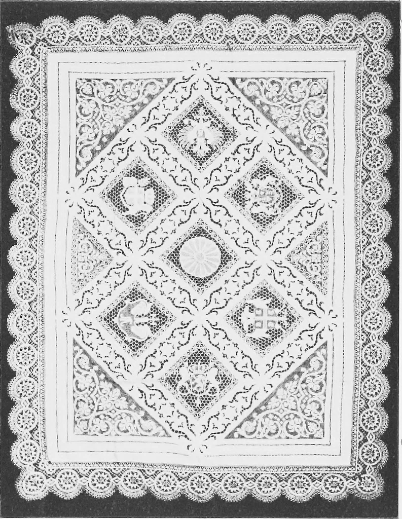 An illustration from Bobbins of Belgium : a book of Belgian lace, lace-workers, lace-schools and lace-villages, 1920, leaf 129
