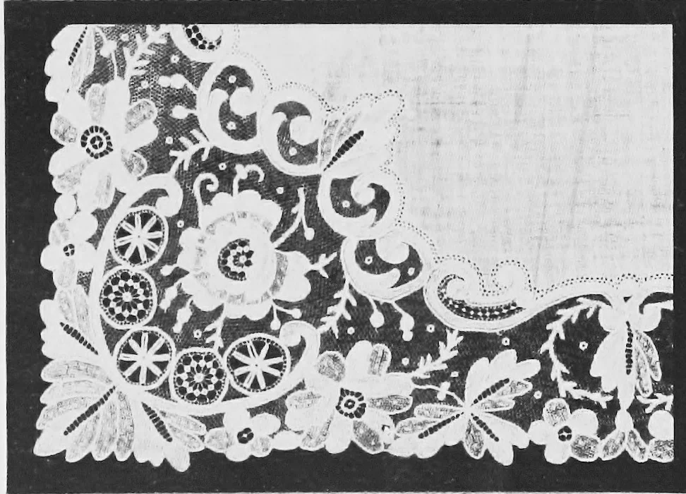 An illustration from Bobbins of Belgium : a book of Belgian lace, lace-workers, lace-schools and lace-villages, 1920, leaf 211